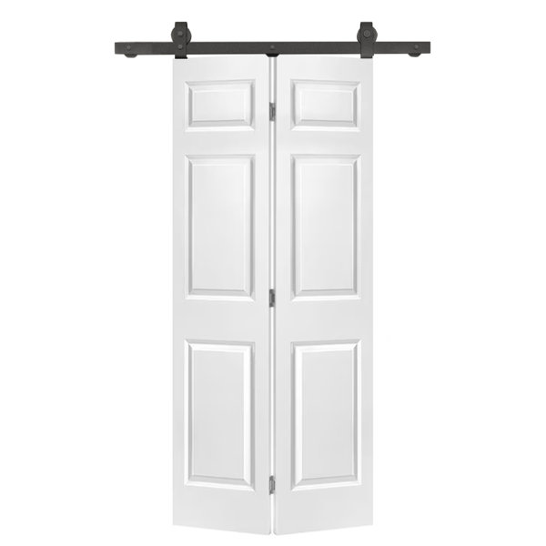 Calhome Paneled MDF Composite Bifold Barn Door with Installation